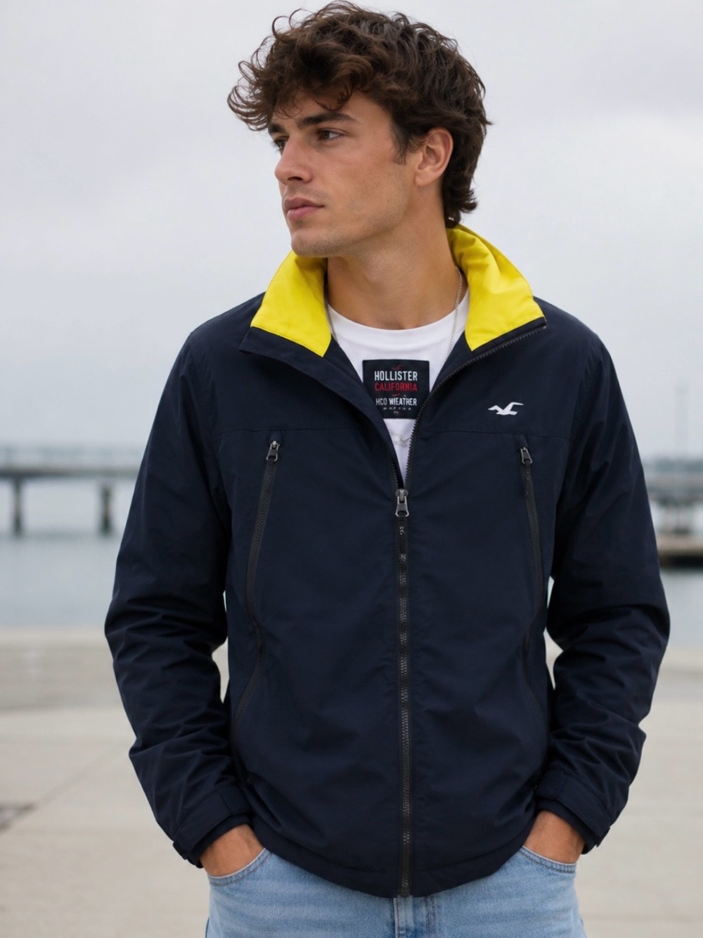 Hollister navy blue coat